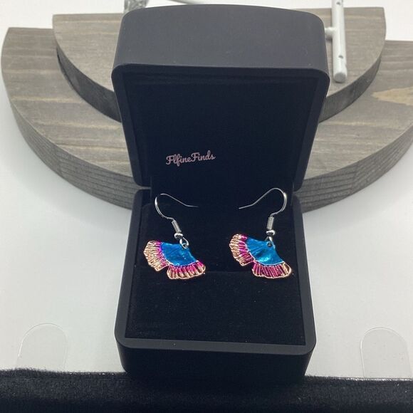 🌸Boho Ginkgo Leaf colorful Drop Earrings🌸 - Picture 4 of 13